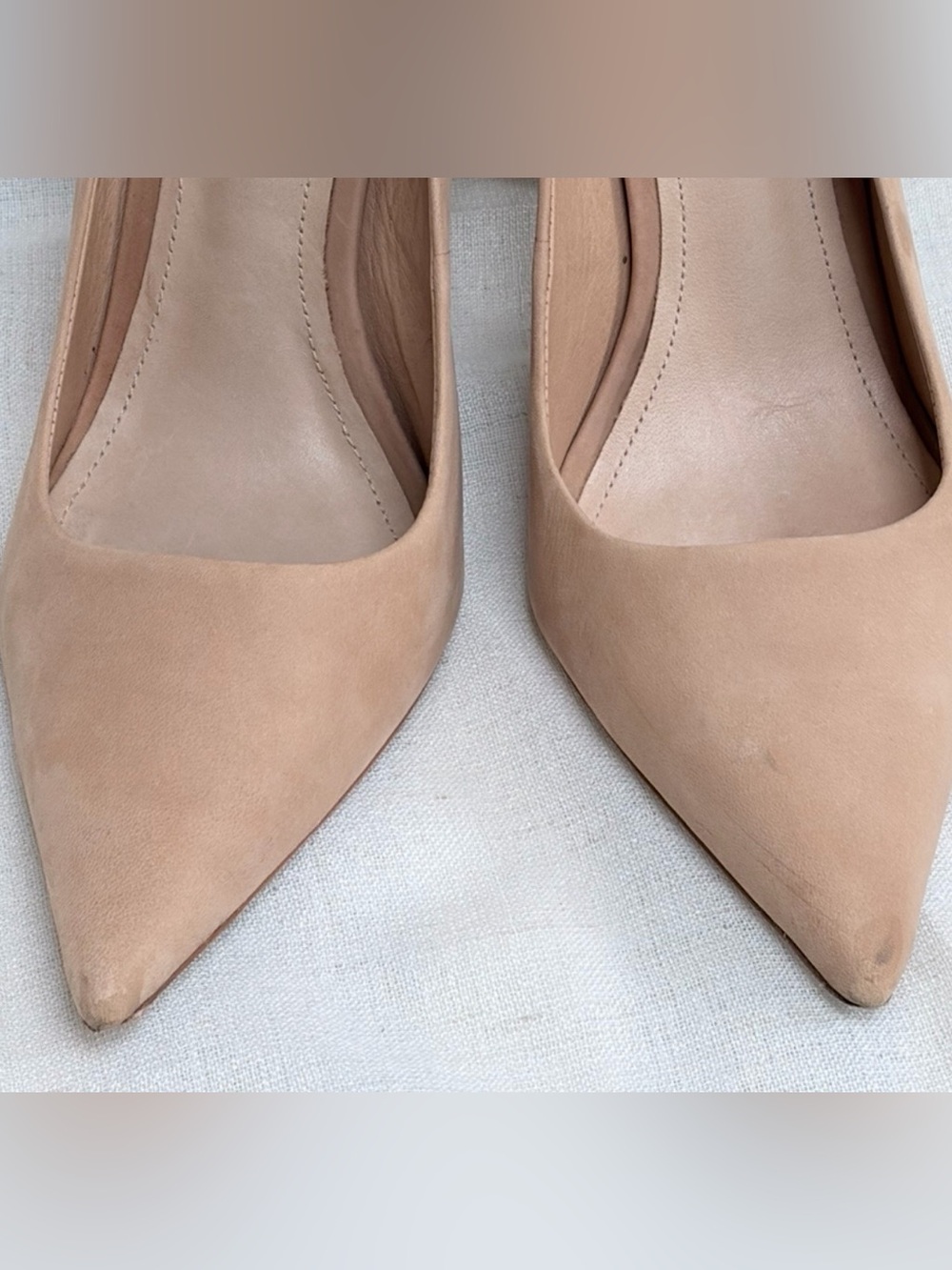 SCHUTZ Blush Nude suede pump shoes,pointed toe,stiletto heal.Sz 10,5 B. - Picture 9 of 9